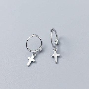 Charming Womens Fashion 100% Sterling Silver Christian Cross Small Drop Earrings - Popular Religious Gifts - The Jewellery Supermarket